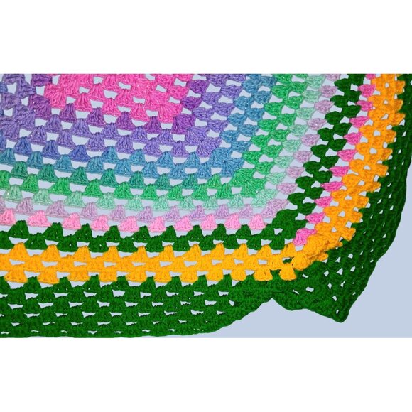 Handmade Multicolor Granny Square Crochet Blanket - Picture 5 of 7